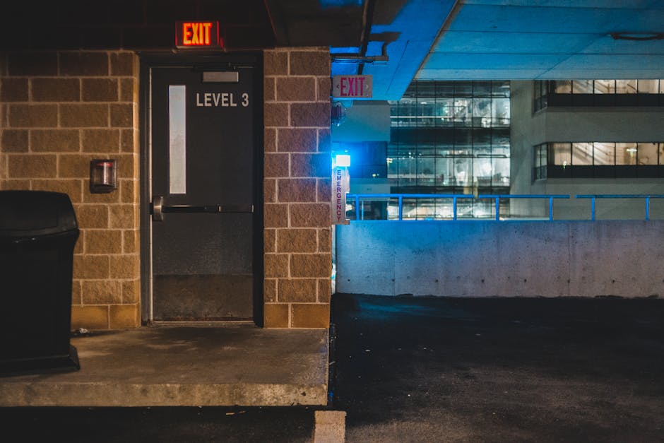Exit door labeled Level 3 in a parking structure